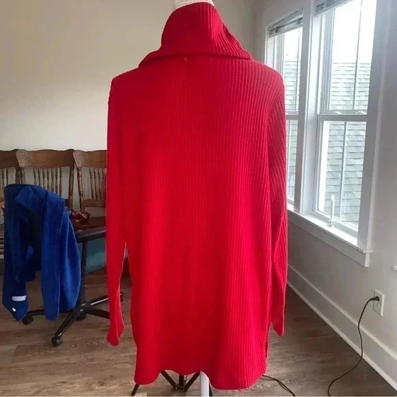 𝅺LIZ Claiborne Pullover Cowl Neck With Side Buttons Red Size XL - Picture 2 of 5